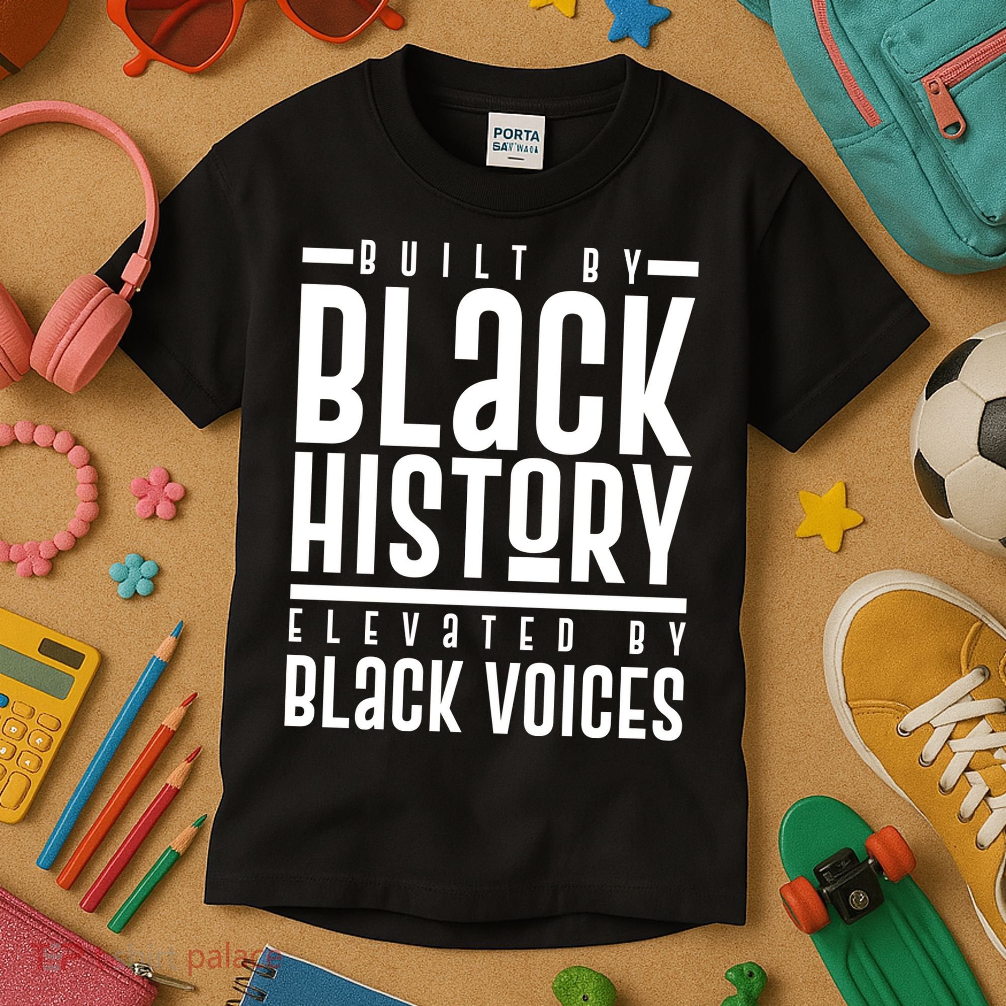 Built By Black History Elevated By Black Voices Kids T-Shirt