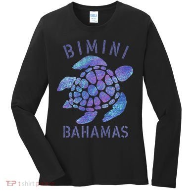 Bimini, Bahamas Beach Design Souvenir Illustration Women's Long Sleeve Shirt