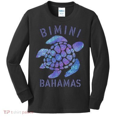 Bimini, Bahamas Beach Design Souvenir Illustration Kids Long Sleeve Shirt