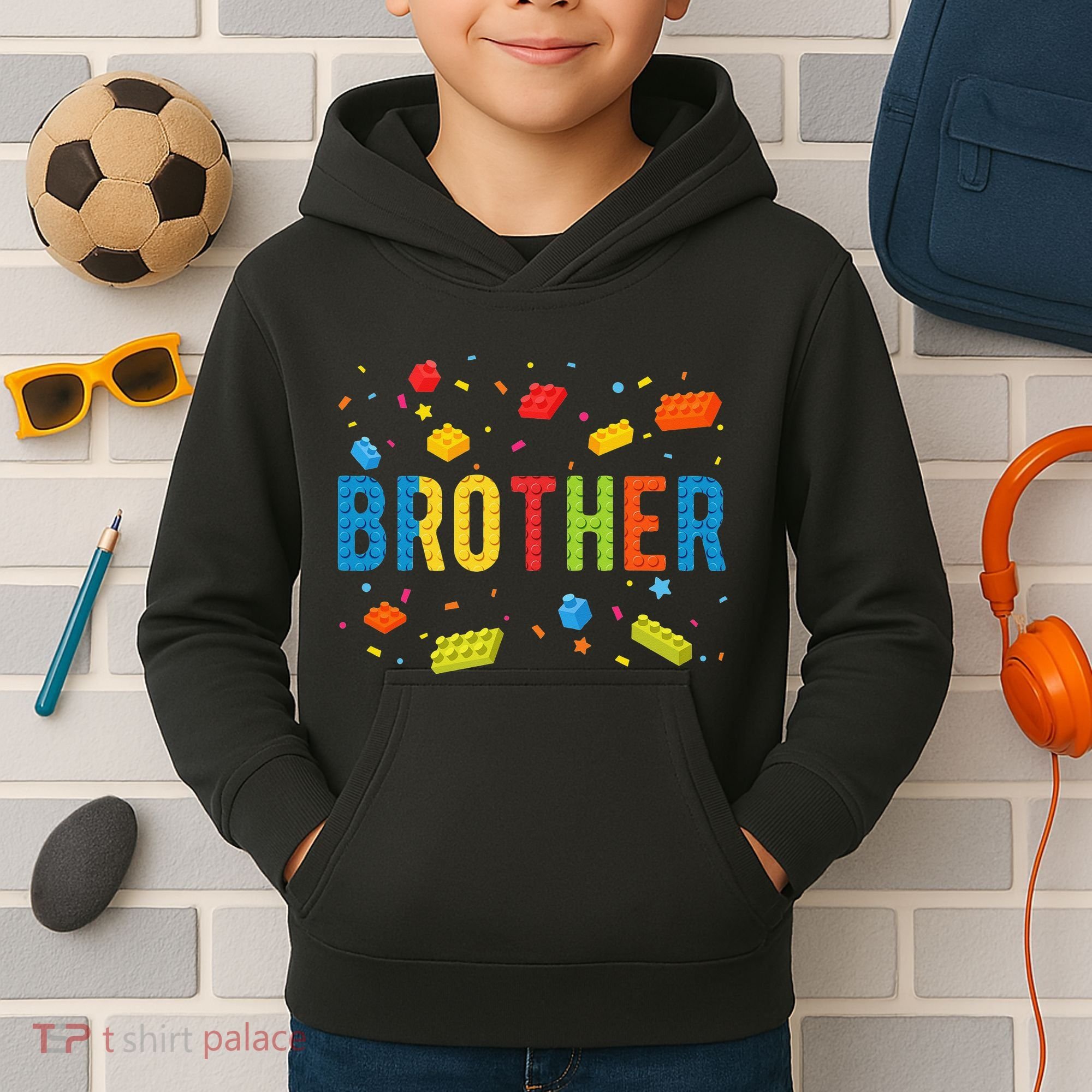 Brother Building Blocks Birthday Kids Hoodie