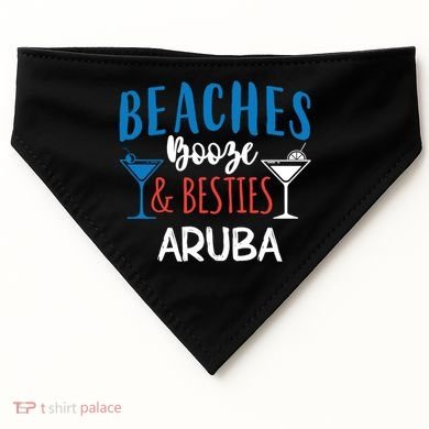 Beaches Booze Besties Bachelorette Aruba Trip Gift USA-Made Doggie Bandana