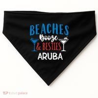 Beaches Booze Besties Bachelorette Aruba Trip Gift USA-Made Doggie Bandana thumb 0
