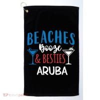 Beaches Booze Besties Bachelorette Aruba Trip Gift Golf Towel thumb 0