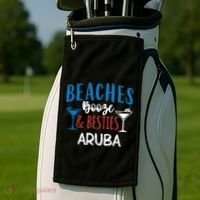 Beaches Booze Besties Bachelorette Aruba Trip Gift Golf Towel thumb 2