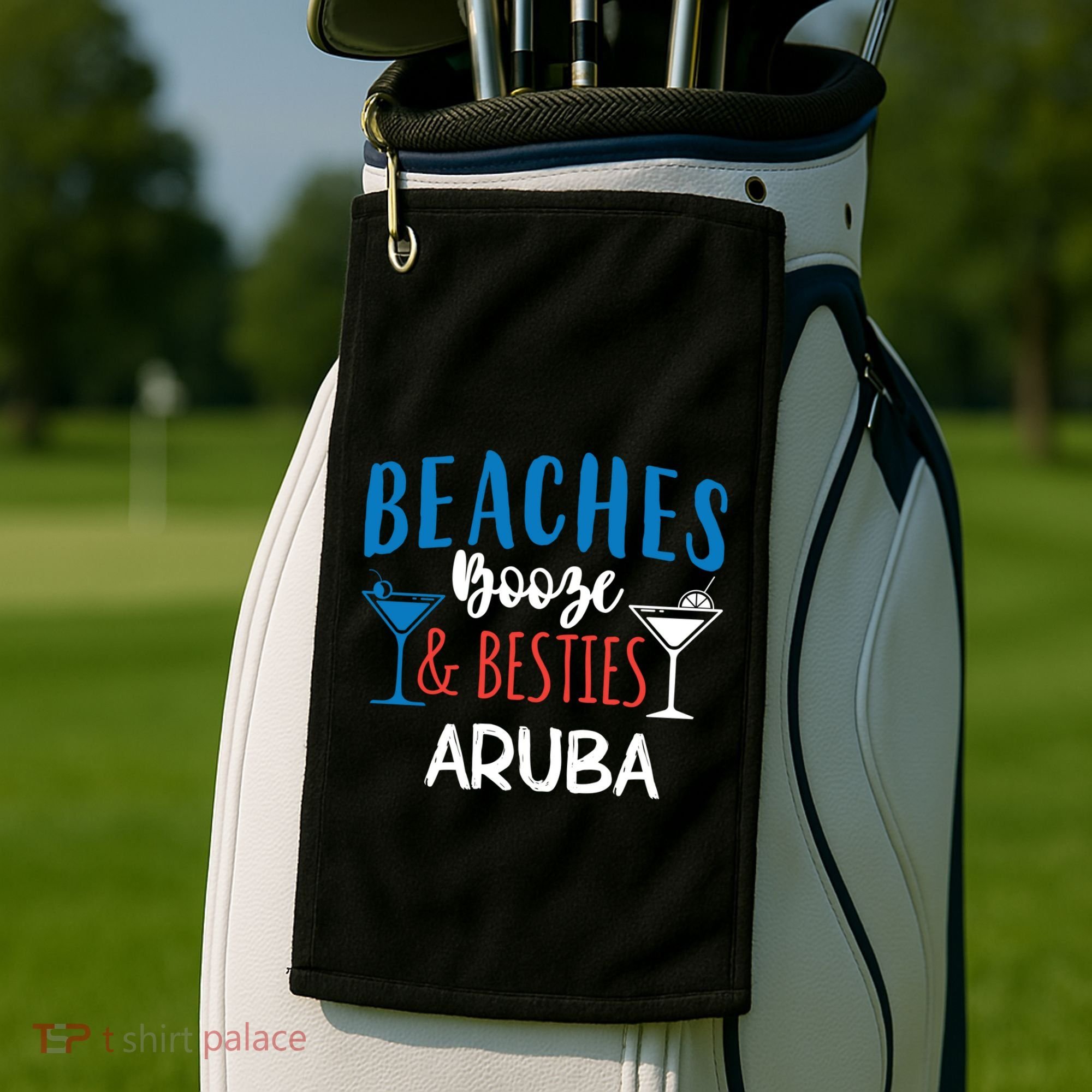 Beaches Booze Besties Bachelorette Aruba Trip Gift Golf Towel