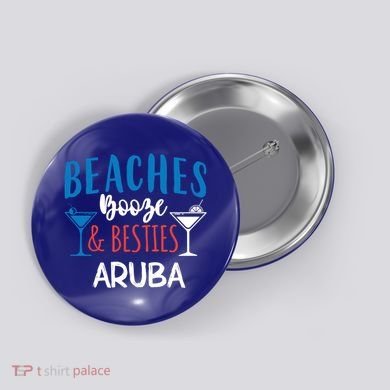 Beaches Booze Besties Bachelorette Aruba Trip Gift Button