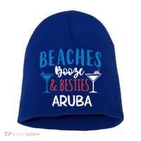Beaches Booze Besties Bachelorette Aruba Trip Gift Short Acrylic Beanie thumb 0