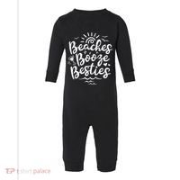 Beaches Booze Besties Summer Best Friend Vacation Gift Infant Fleece One Piece thumb 0