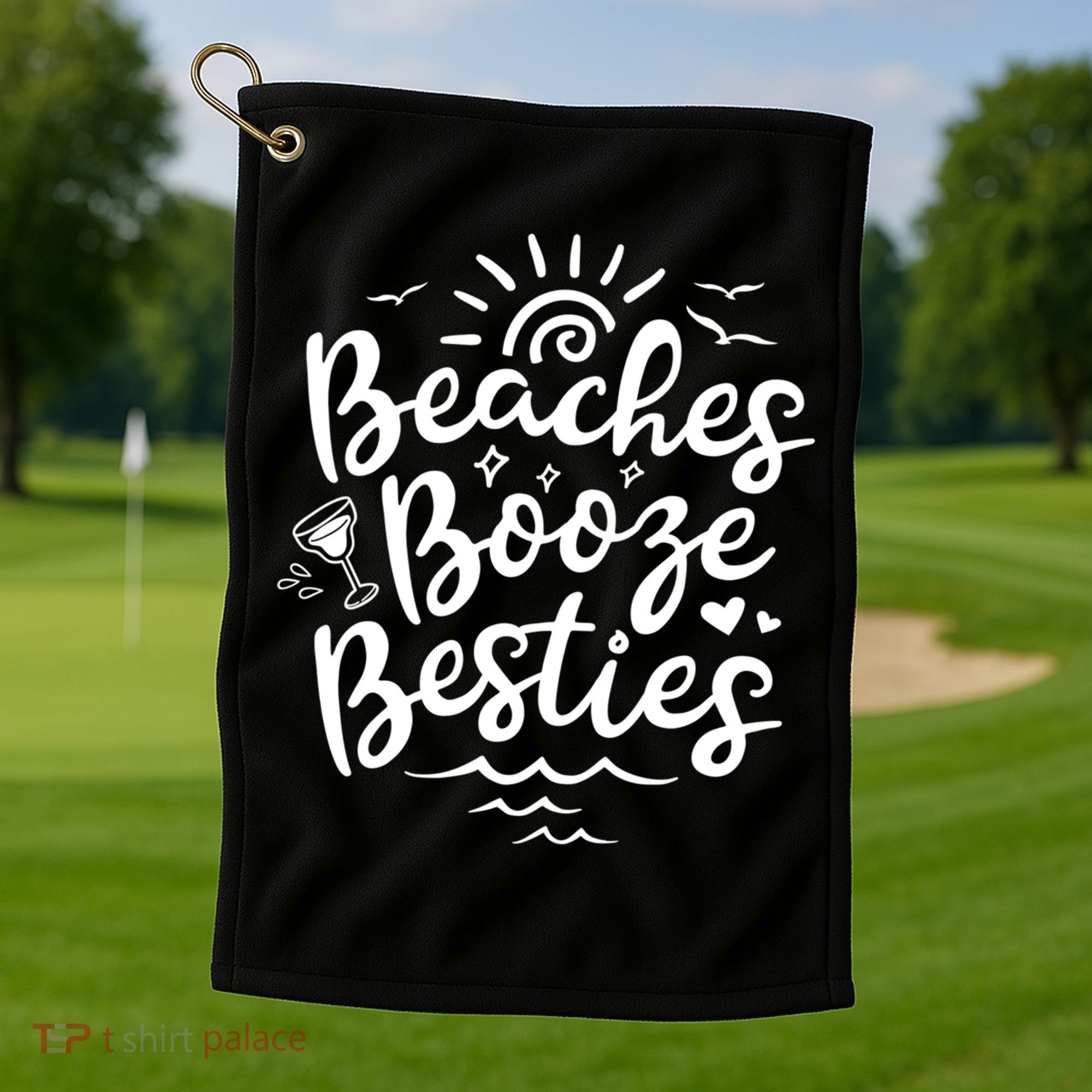 Beaches Booze Besties Summer Best Friend Vacation Gift Golf Towel
