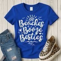 Beaches Booze Besties Summer Best Friend Vacation Gift Women's T-Shirt thumb 3
