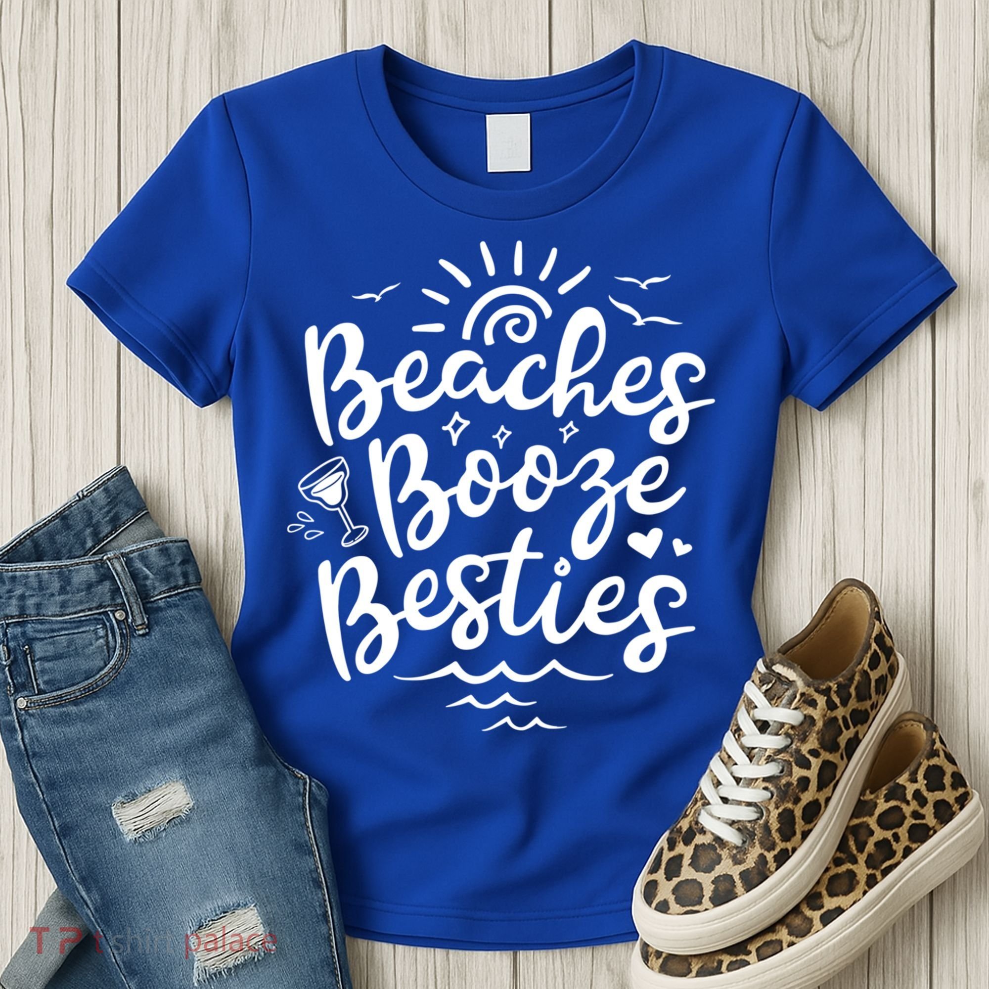 Beaches Booze Besties Summer Best Friend Vacation Gift Women's T-Shirt