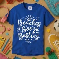 Beaches Booze Besties Summer Best Friend Vacation Gift Kids T-Shirt thumb 3