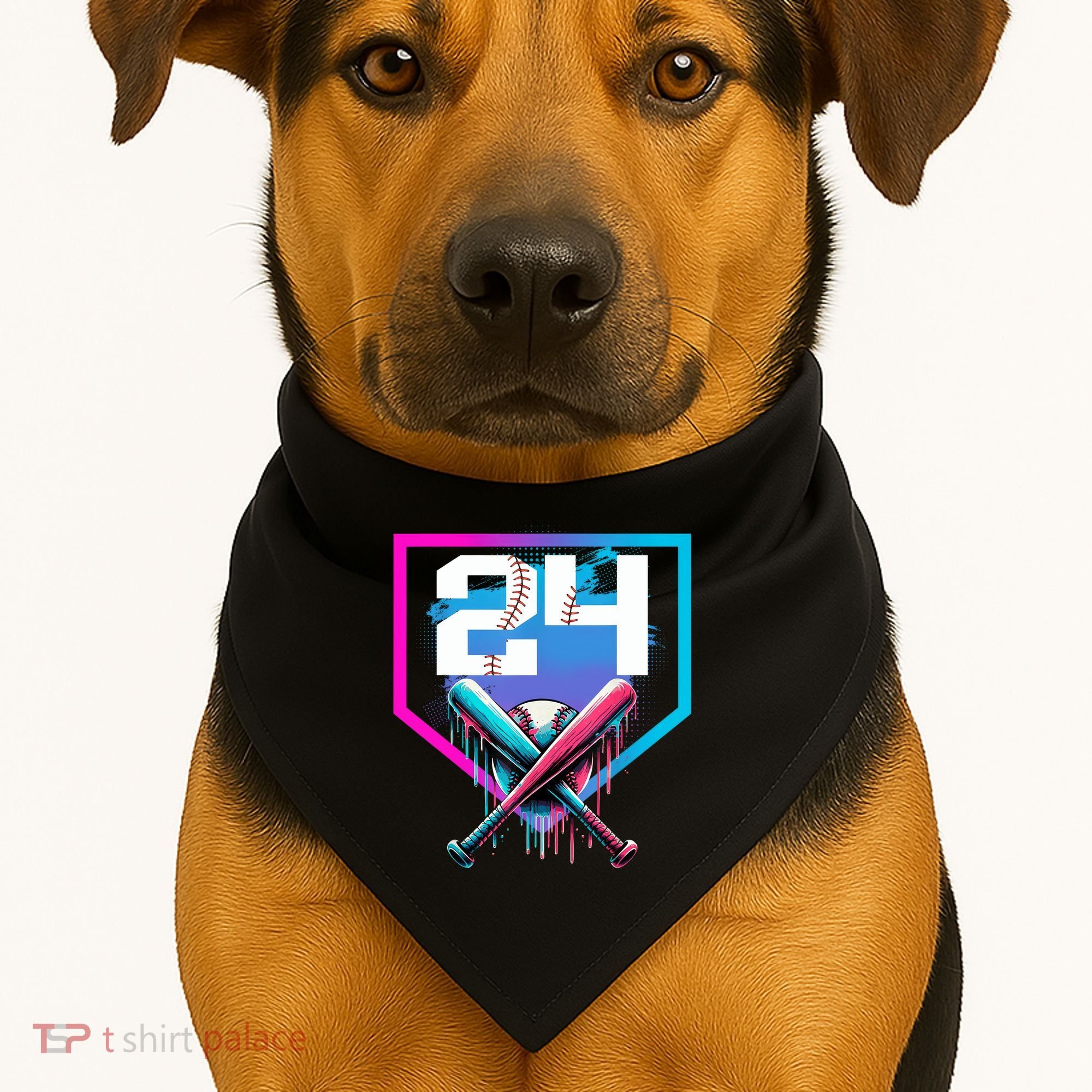 Baseball Birthday Boy Drip 24th Player 24 Years Old Boy  USA-Made Doggie Bandana
