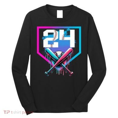 Baseball Birthday Boy Drip 24th Player 24 Years Old Boy  Long Sleeve Shirt