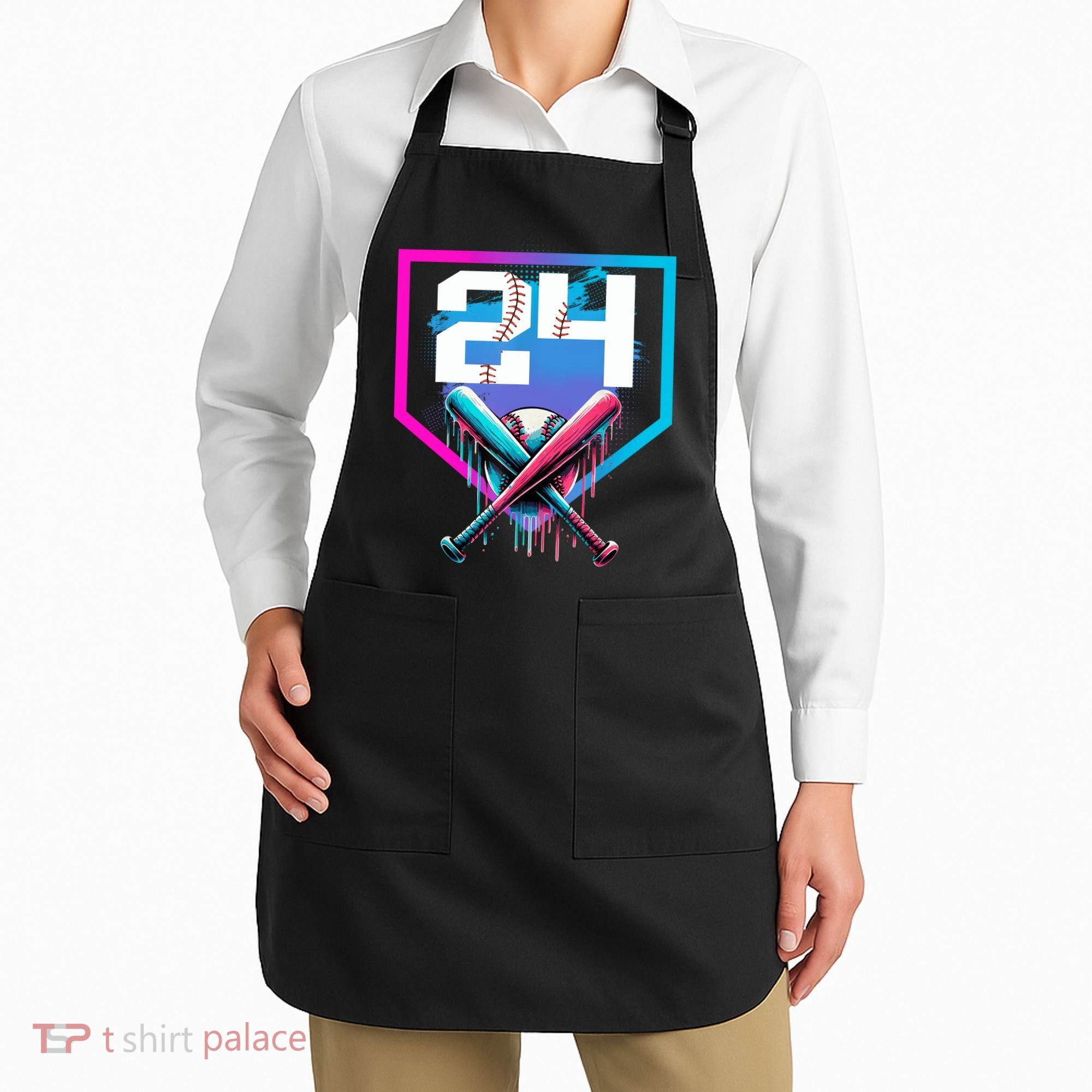 Baseball Birthday Boy Drip 24th Player 24 Years Old Boy  Apron