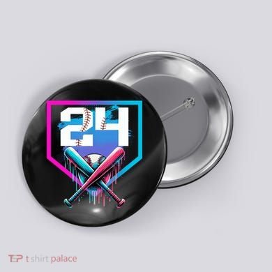 Baseball Birthday Boy Drip 24th Player 24 Years Old Boy  Button