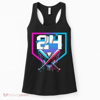 Baseball Birthday Boy Drip 24th Player 24 Years Old Boy  Women's Tank Top