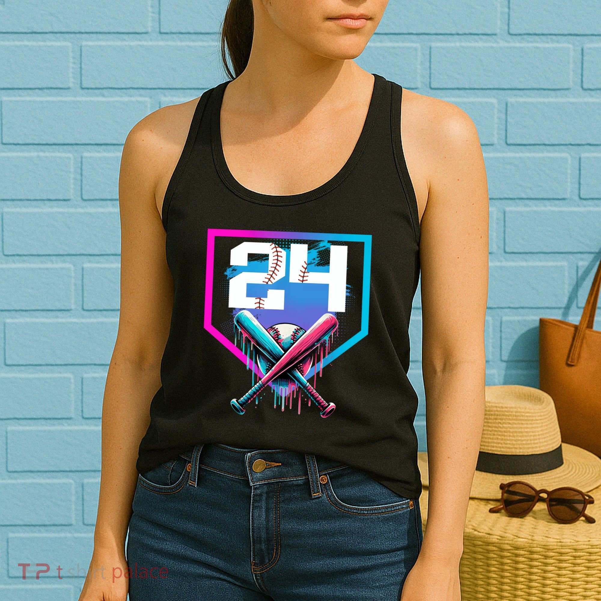 Baseball Birthday Boy Drip 24th Player 24 Years Old Boy  Women's Tank Top