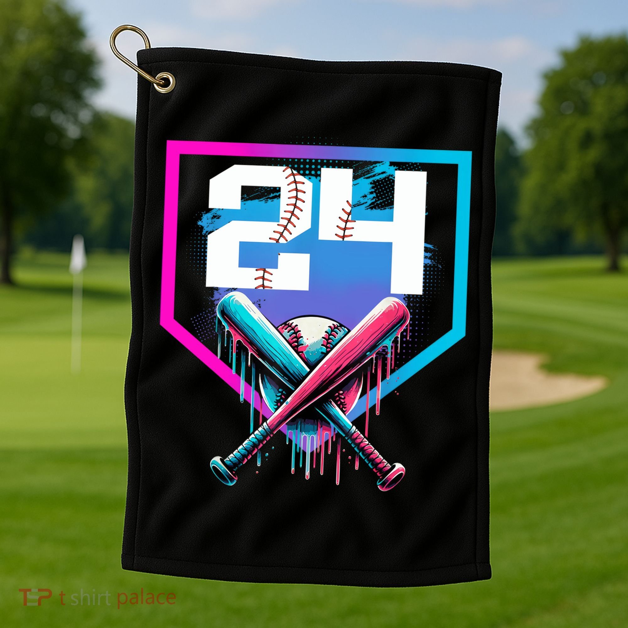 Baseball Birthday Boy Drip 24th Player 24 Years Old Boy  Golf Towel