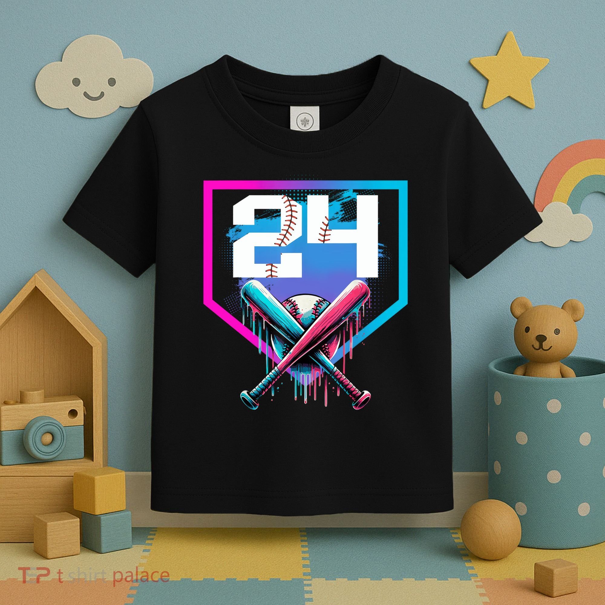 Baseball Birthday Boy Drip 24th Player 24 Years Old Boy  Toddler T-Shirt