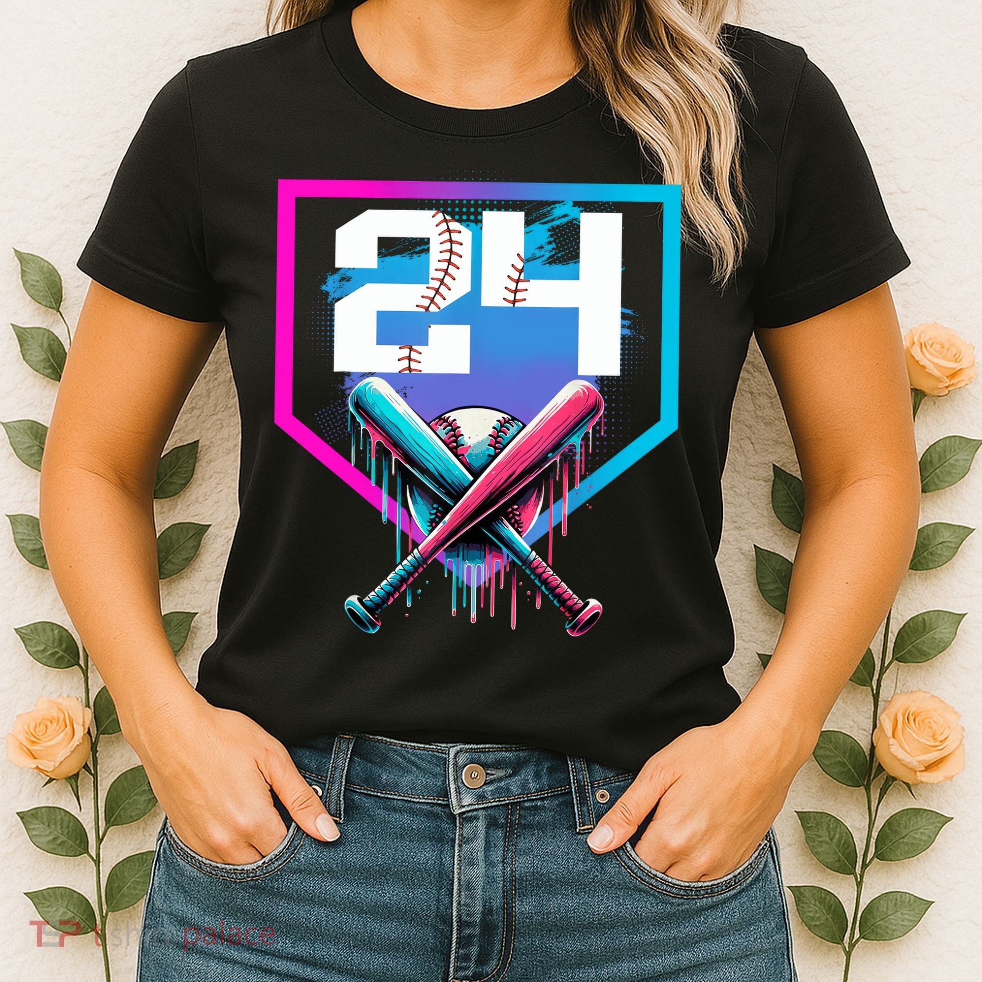 Baseball Birthday Boy Drip 24th Player 24 Years Old Boy  Women's T-Shirt
