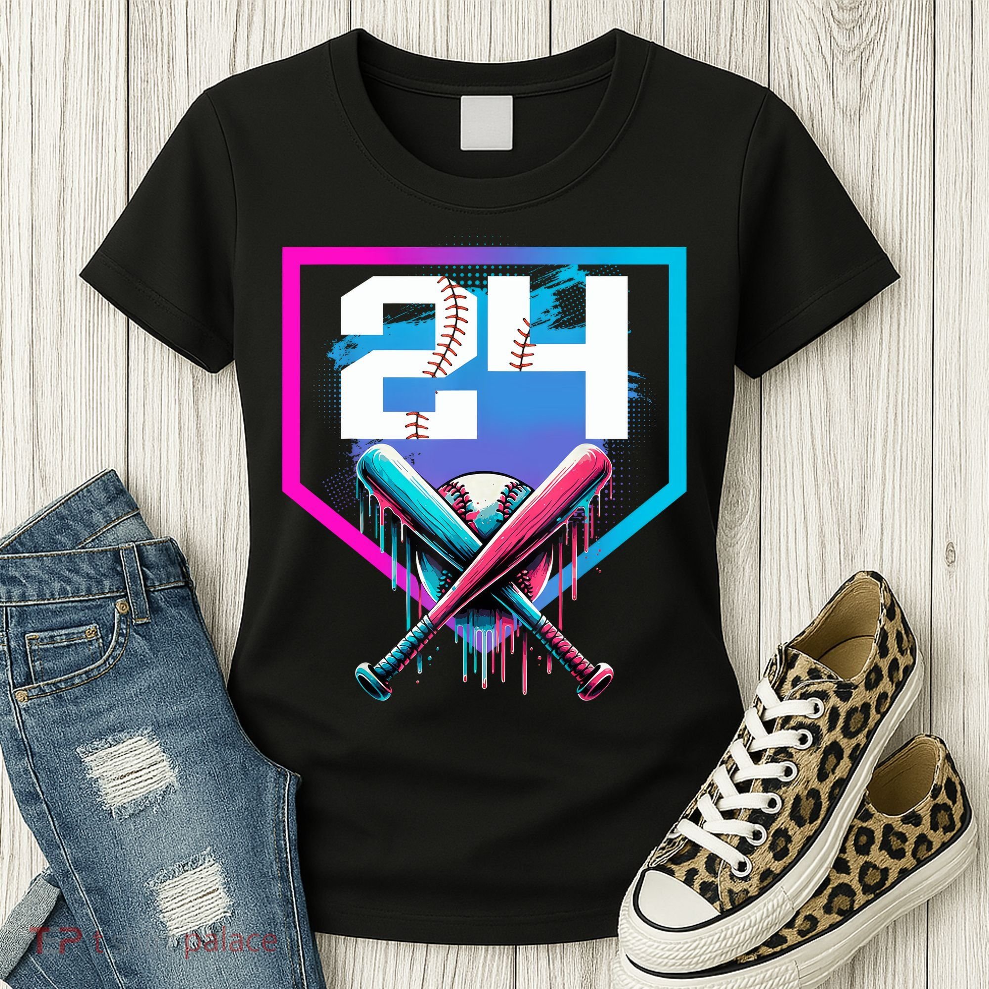Baseball Birthday Boy Drip 24th Player 24 Years Old Boy  Women's T-Shirt