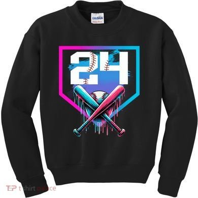 Baseball Birthday Boy Drip 24th Player 24 Years Old Boy  Kids Sweatshirt