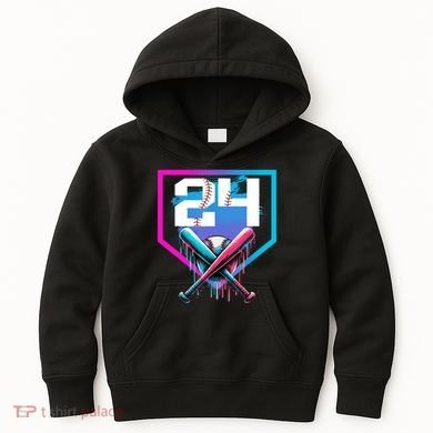 Baseball Birthday Boy Drip 24th Player 24 Years Old Boy  Kids Hoodie