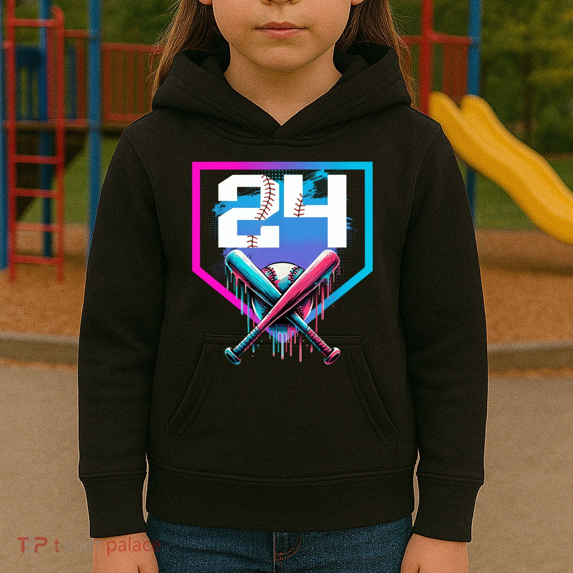 Baseball Birthday Boy Drip 24th Player 24 Years Old Boy  Kids Hoodie