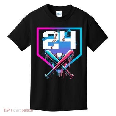 Baseball Birthday Boy Drip 24th Player 24 Years Old Boy  Kids T-Shirt