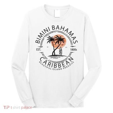 Bimini Beach Bahamas Vacation Caribbean Tropical Summer Long Sleeve Shirt