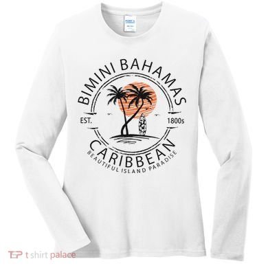Bimini Beach Bahamas Vacation Caribbean Tropical Summer Women's Long Sleeve Shirt