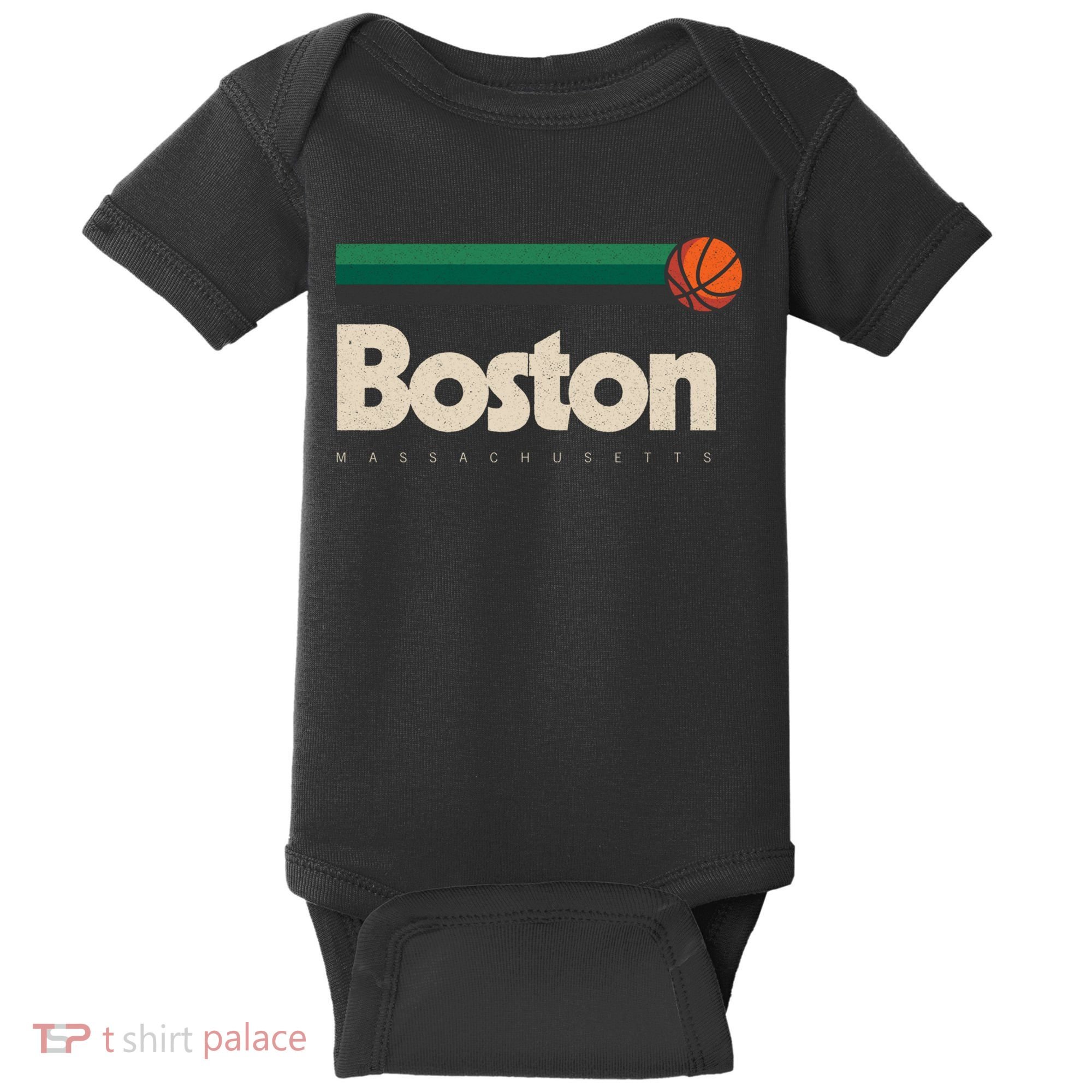 Boston Basketball BBall Massachusetts Green Retro Boston Baby Bodysuit