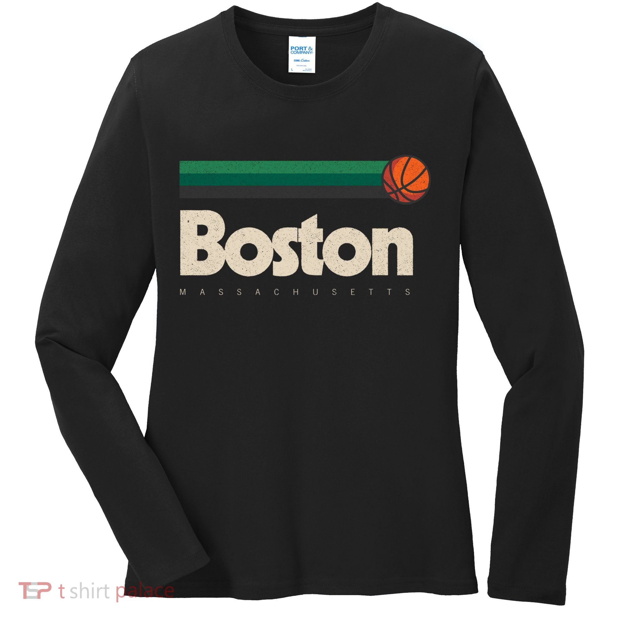 Boston Basketball BBall Massachusetts Green Retro Boston Women's Long Sleeve Shirt