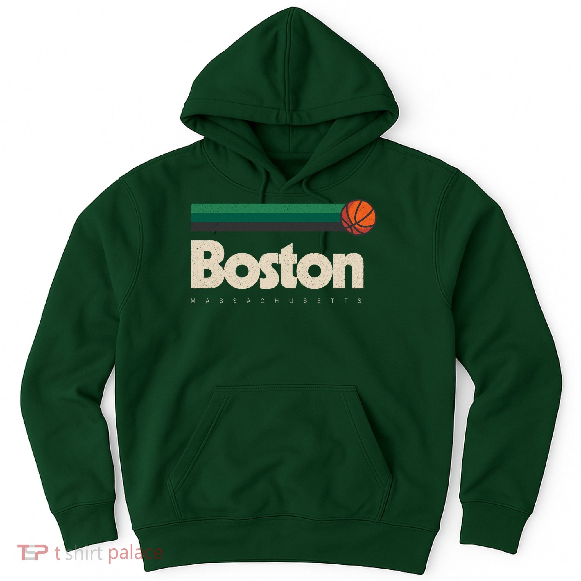 Boston Basketball BBall Massachusetts Green Retro Boston Hoodie