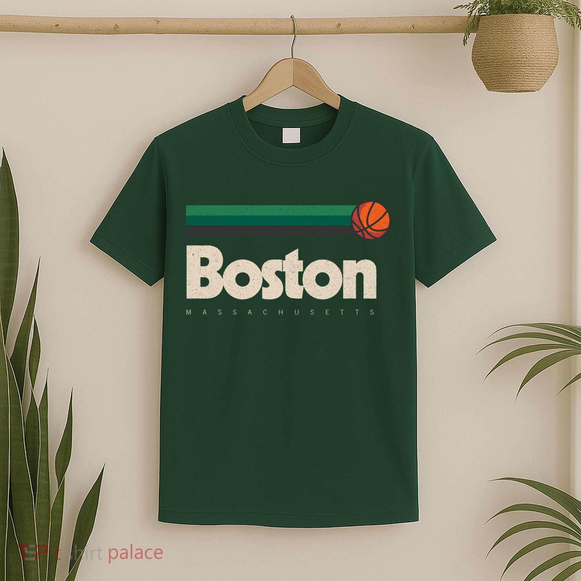 Boston Basketball BBall Massachusetts Green Retro Boston T-Shirt