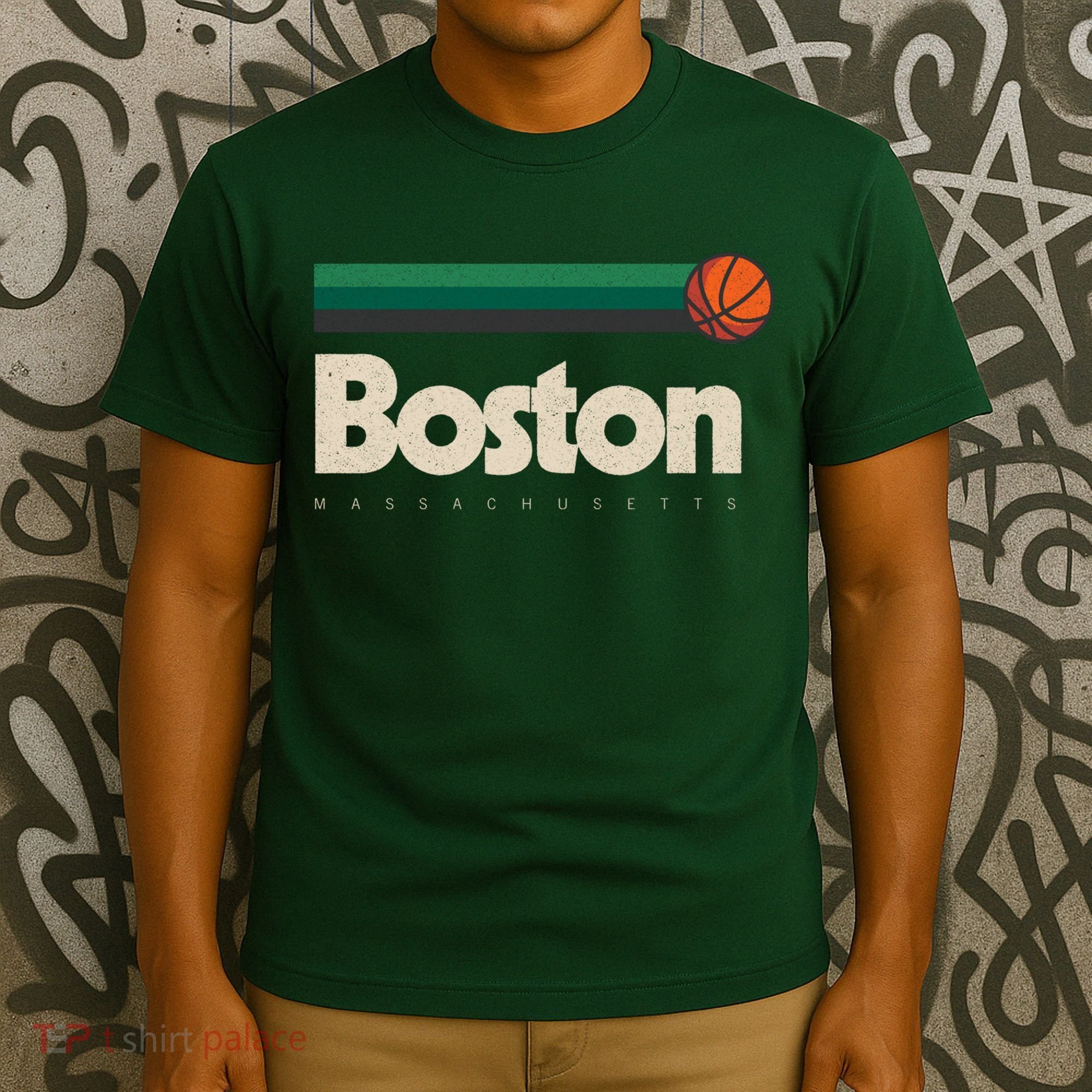 Boston Basketball BBall Massachusetts Green Retro Boston T-Shirt