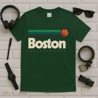 Boston Basketball BBall Massachusetts Green Retro Boston T-Shirt thumb 5