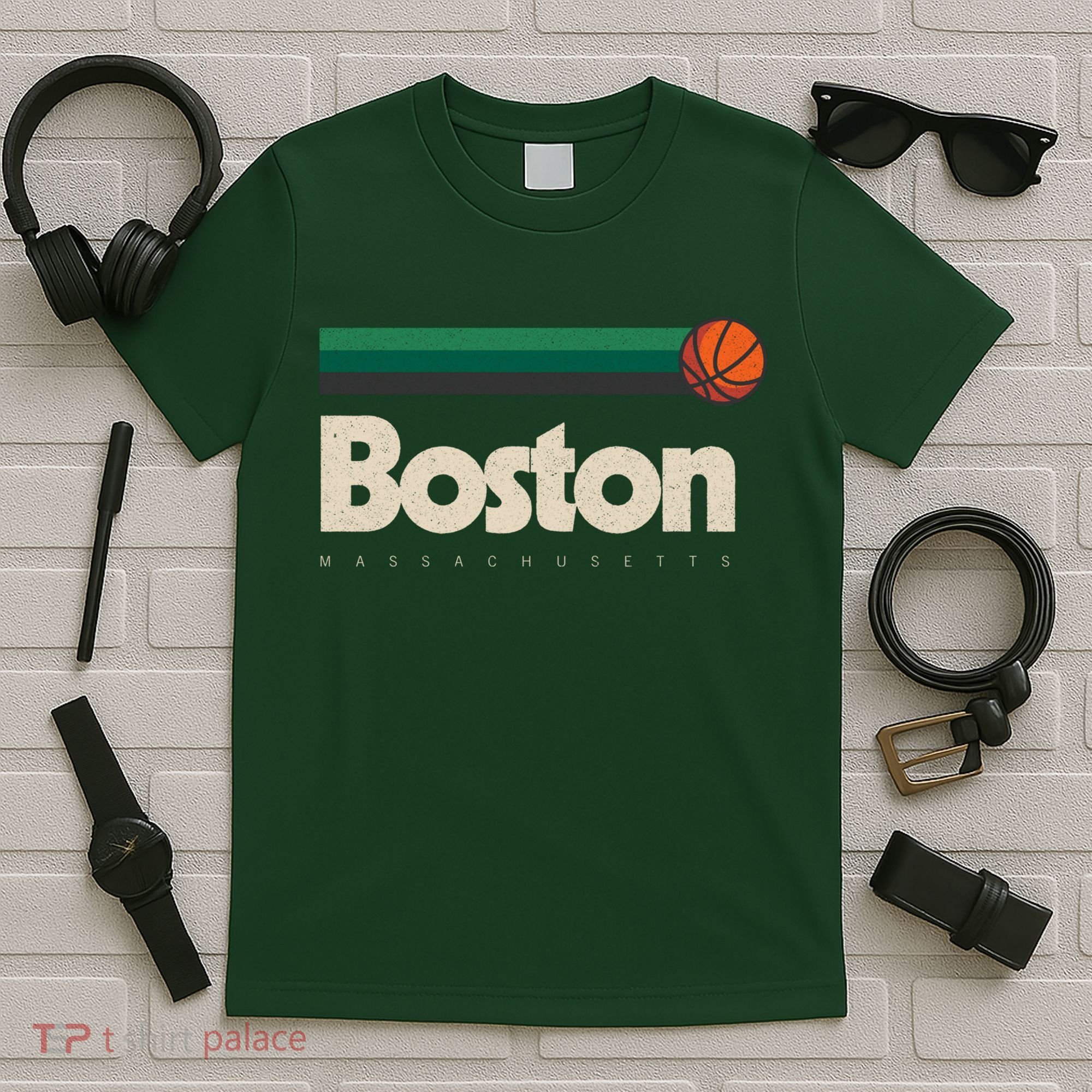Boston Basketball BBall Massachusetts Green Retro Boston T-Shirt