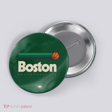 Boston Basketball BBall Massachusetts Green Retro Boston Button