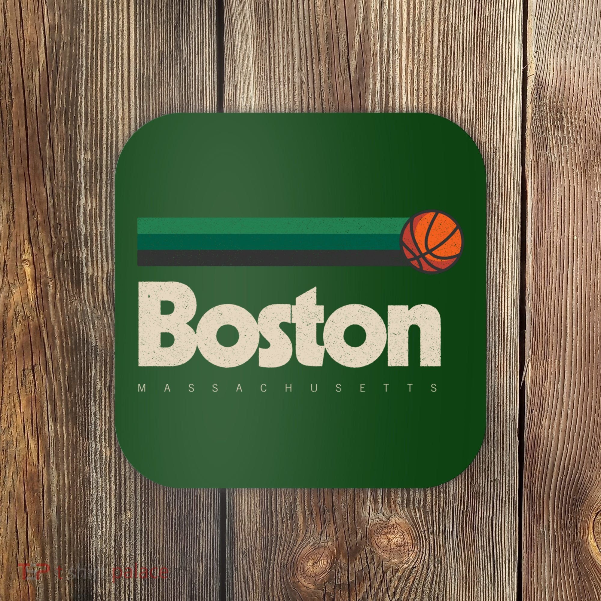 Boston Basketball BBall Massachusetts Green Retro Boston Coaster