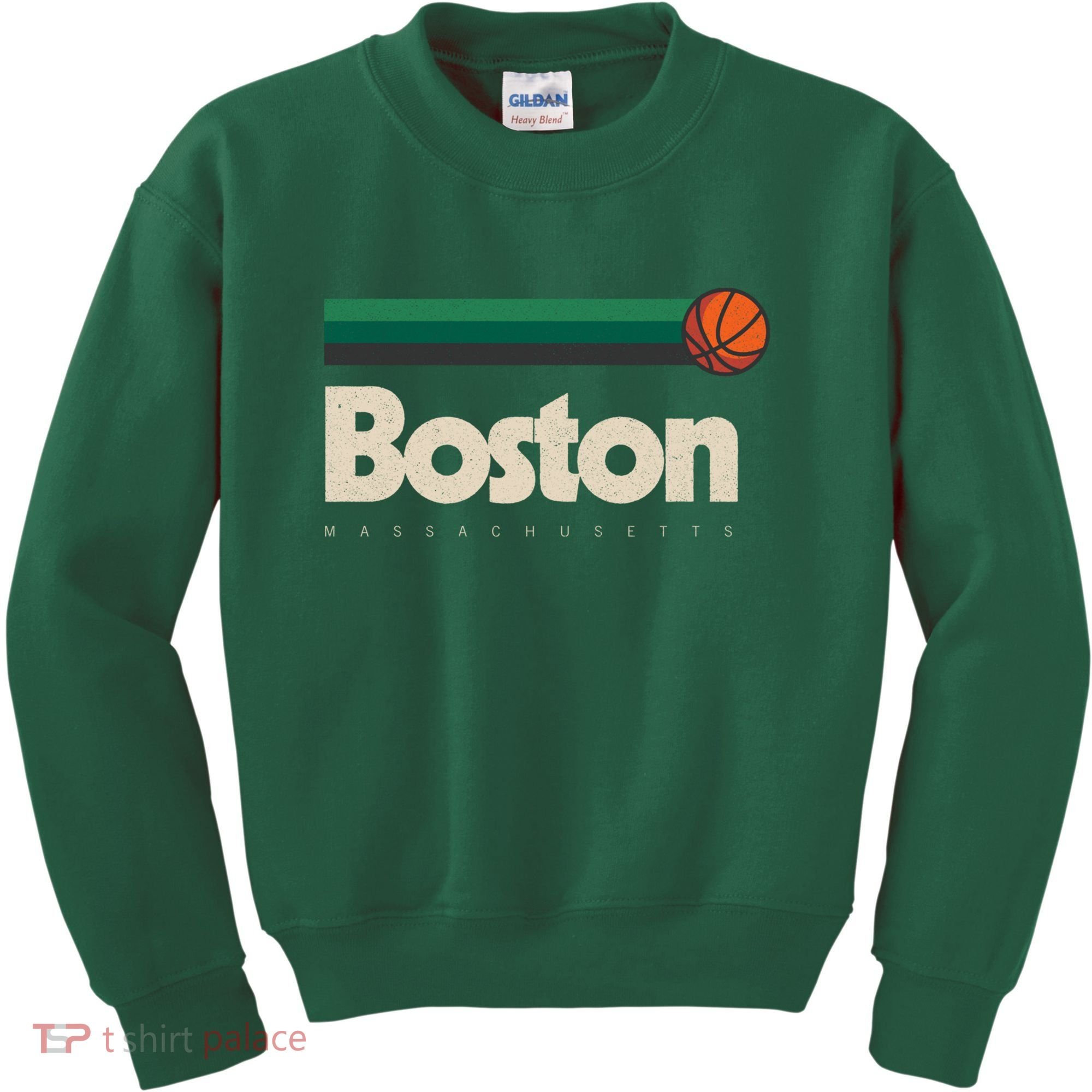 Boston Basketball BBall Massachusetts Green Retro Boston Kids Sweatshirt
