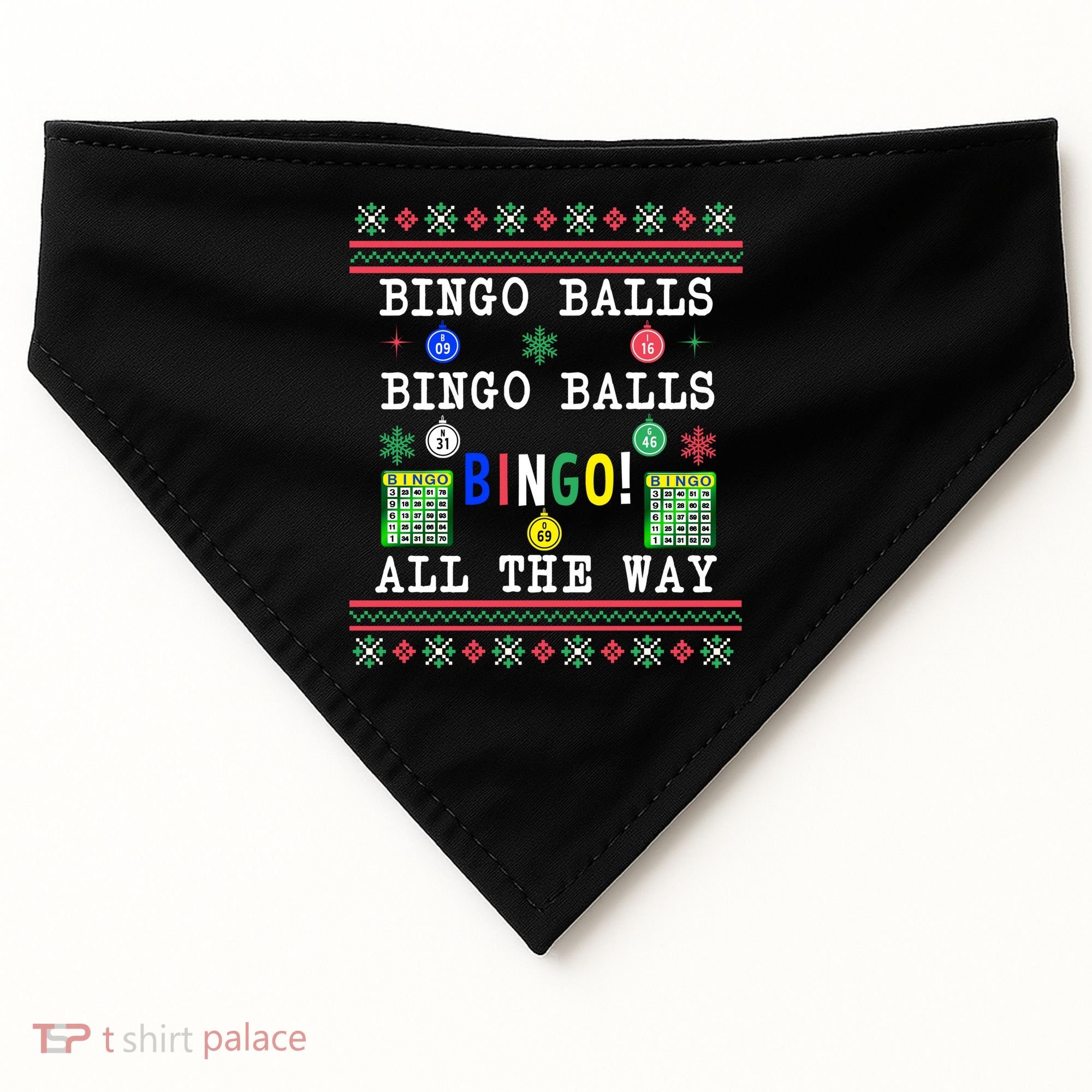 Bingo Balls Bingo All The Way Ugly Xmas Great Gift USA-Made Doggie Bandana