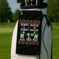 Bingo Balls Bingo All The Way Ugly Xmas Great Gift Golf Towel thumb 2