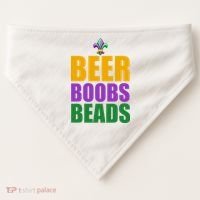 Beer Boobs Beads Mardi Gras Celebration USA-Made Doggie Bandana thumb 0