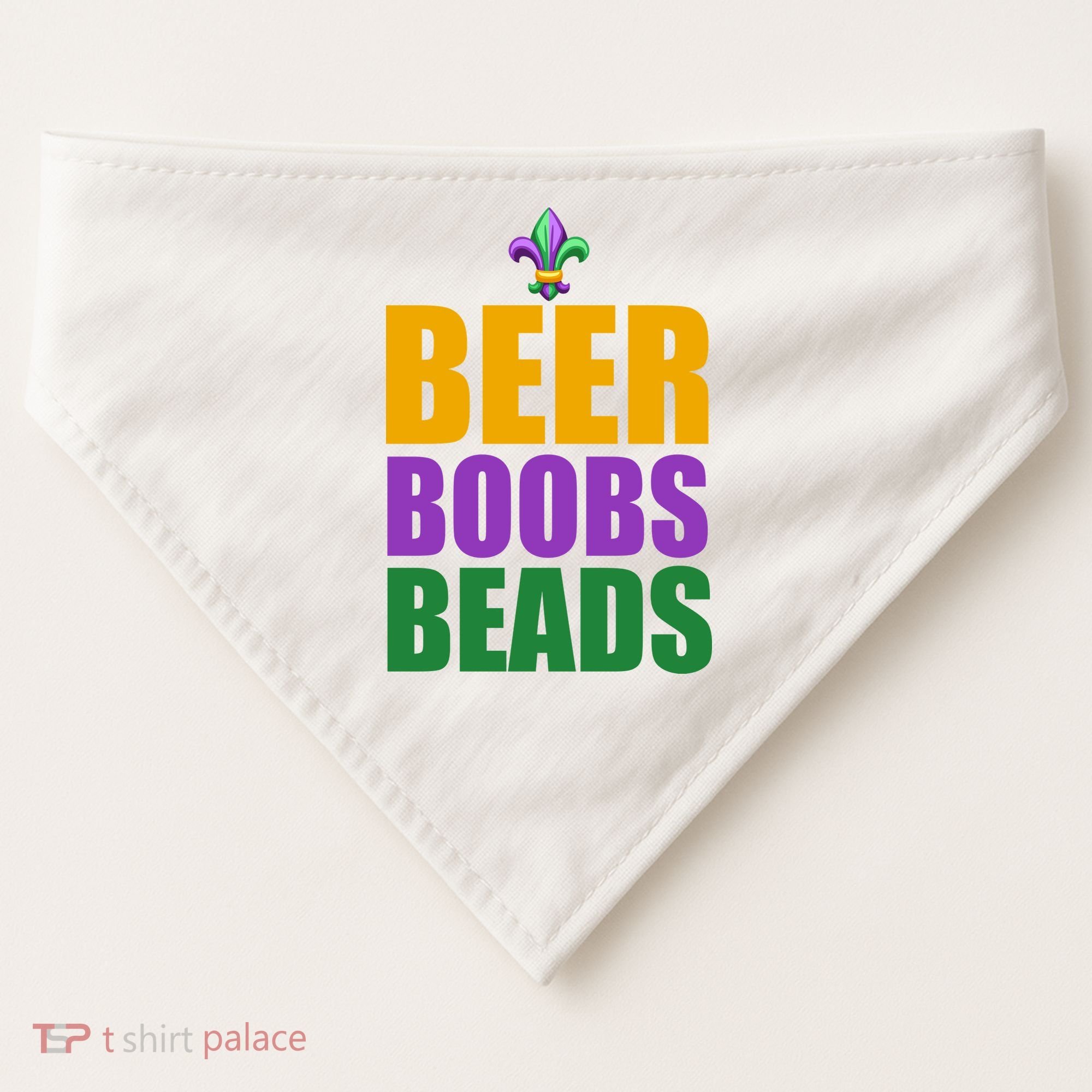 Beer Boobs Beads Mardi Gras Celebration USA-Made Doggie Bandana