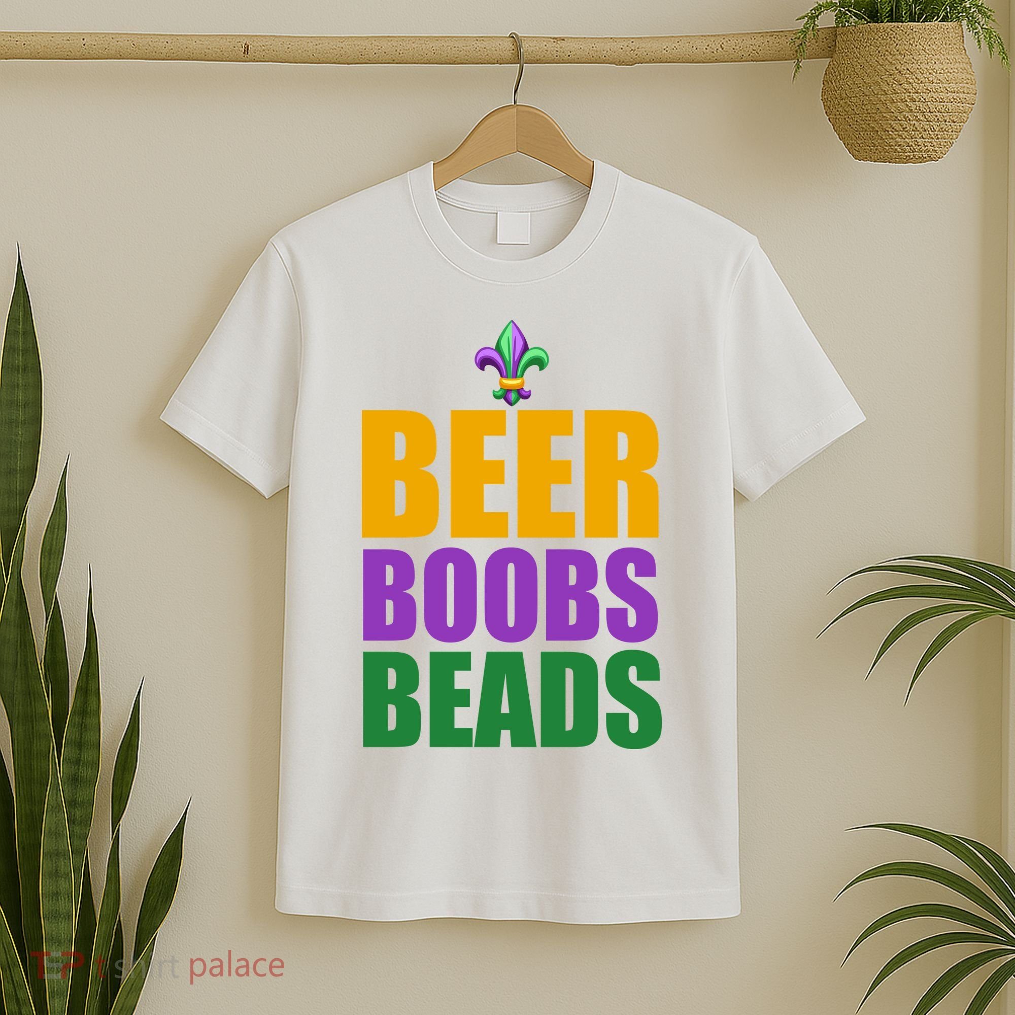 Beer Boobs Beads Mardi Gras Celebration T-Shirt