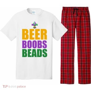 Beer Boobs Beads Mardi Gras Celebration Pajama Set