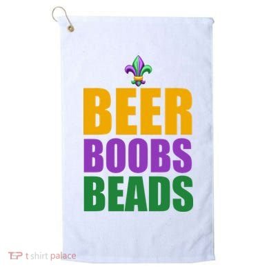 Beer Boobs Beads Mardi Gras Celebration Golf Towel