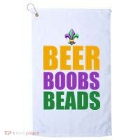 Beer Boobs Beads Mardi Gras Celebration Golf Towel thumb 0